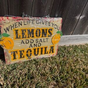 Rustic Yellow Lemon Tequila Wall Metal Sign